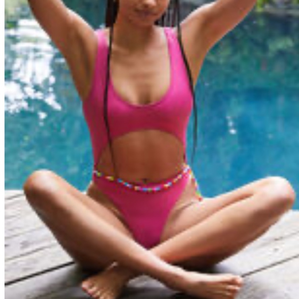 Pacsun Pink Keyhole One Piece Swimsuit